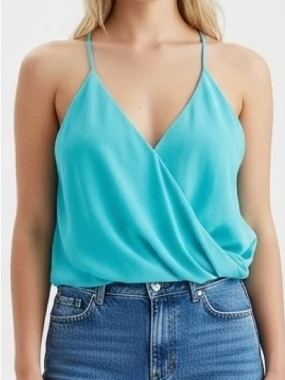 BCBG Turquoise Wrap Drapey Camisole Top
